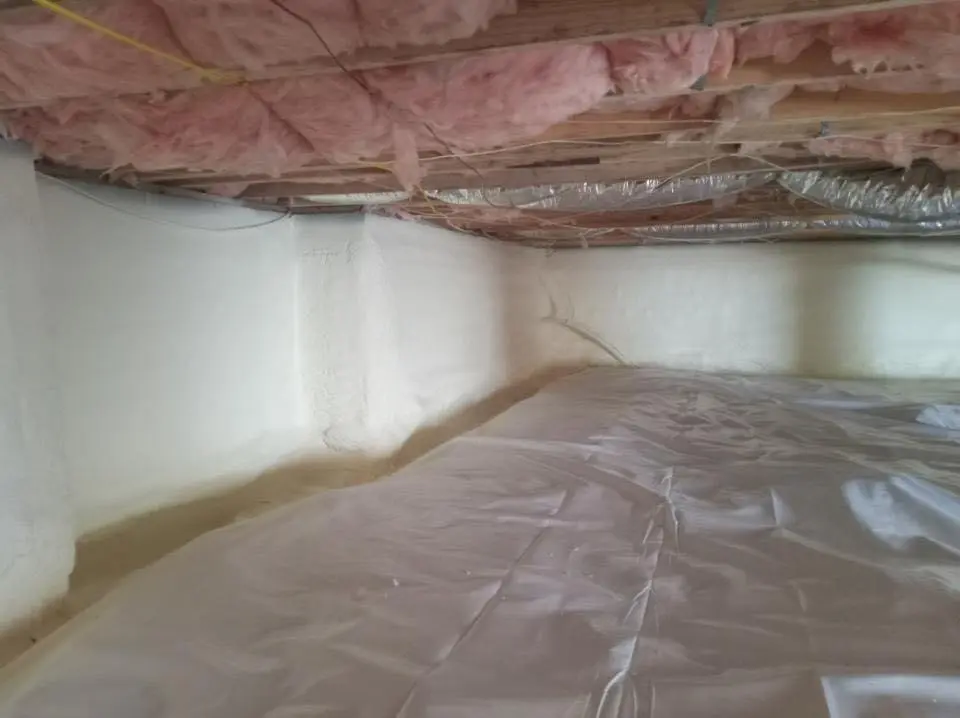 Crawl space encapsulation with closed-cell spray foam for Roof Maintenance in Belmont